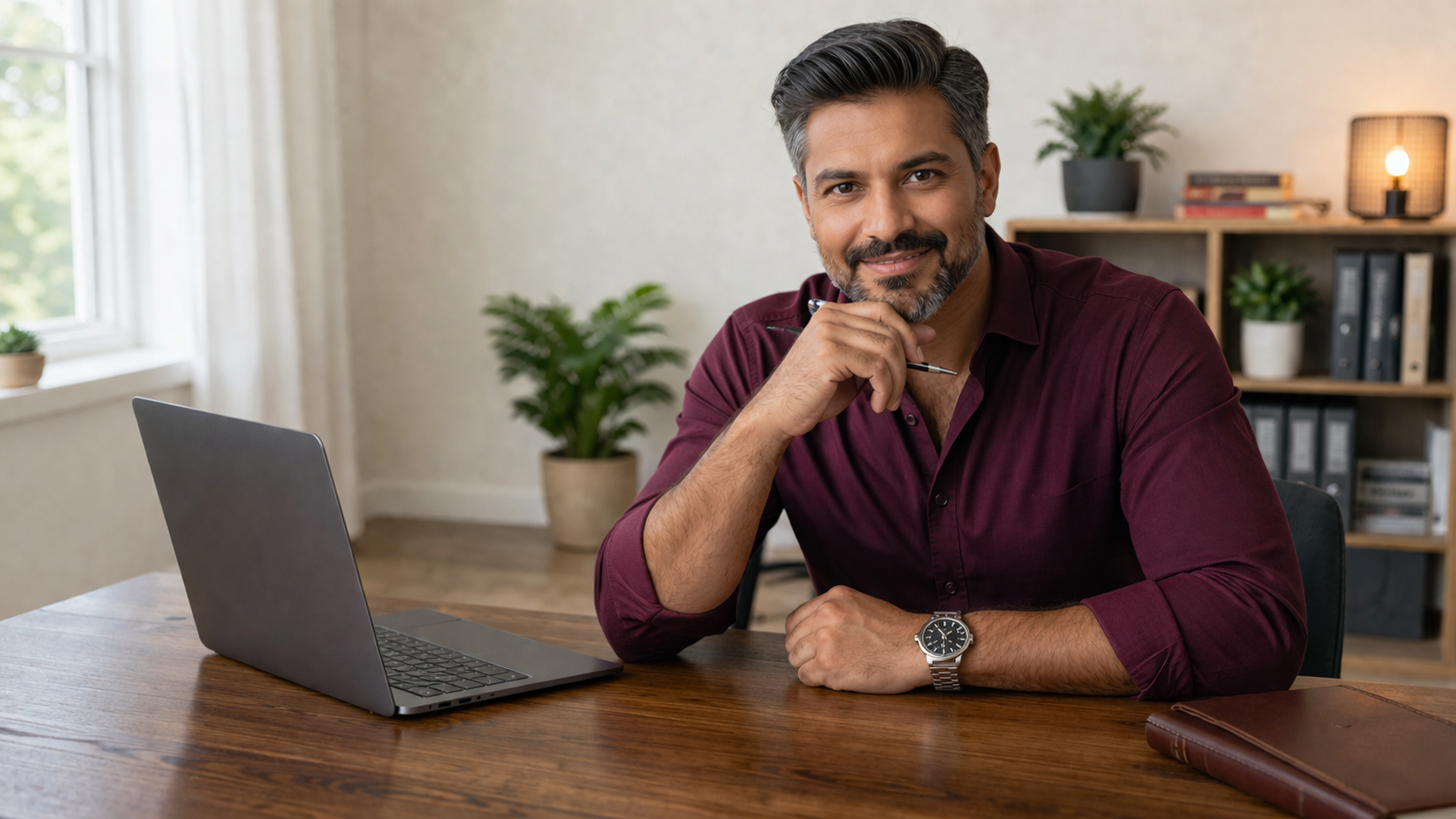 Business owner reviewing financial decisions on a laptop before the 5 April tax year deadline.